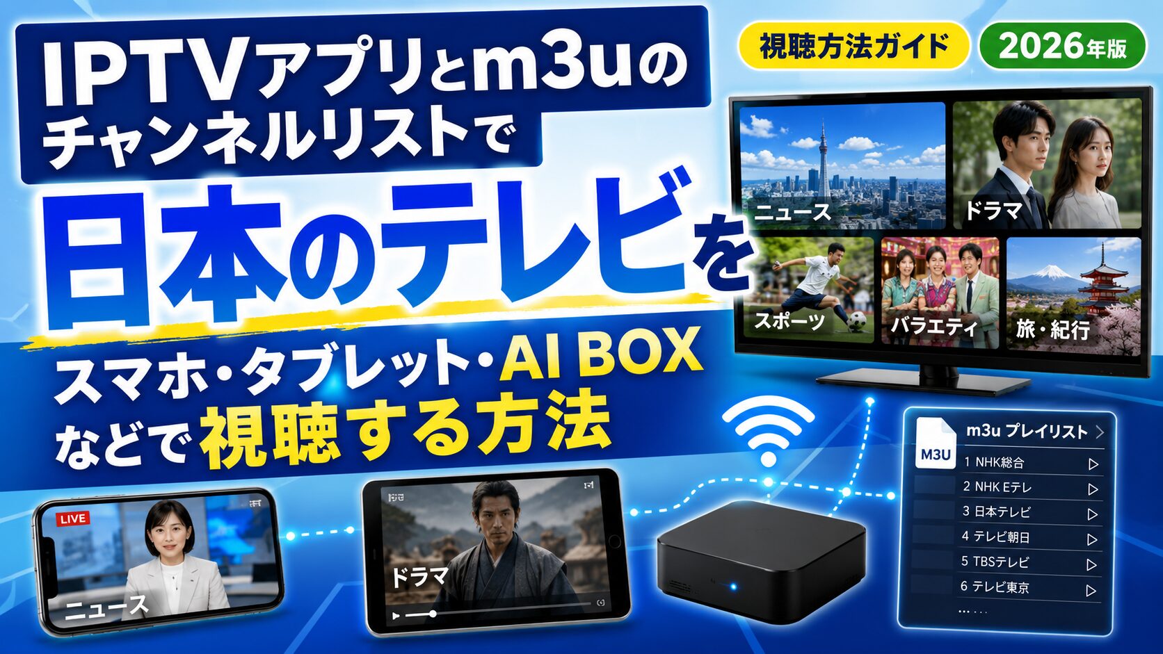 IPTVアプリとm3uのチャンネルリストで日本のテレビをスマホ・タブレット・AI BOXなどで視聴する方法