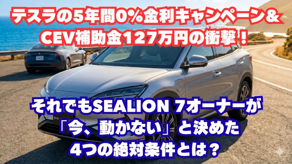 テスラの5年間0%金利キャンペーン＆CEV補助金127万円の衝撃！それでもSEALION 7オーナーが「今、動かない」と決めた4つの絶対条件とは？