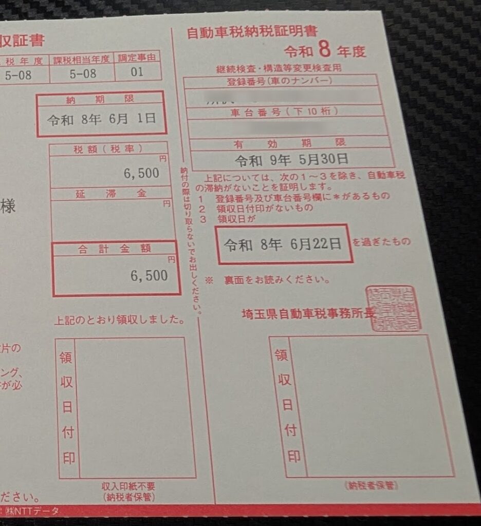 自動車税証明書