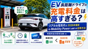 EV長距離ドライブの充電料金は高すぎる？リアルな電気代と2026年最新e-Mobility Power（eMP）の活用方法