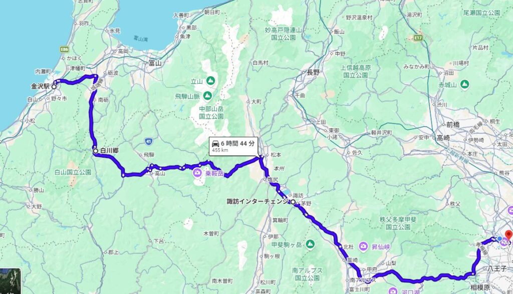 金沢の歴史に触れ、世界遺産の白川郷を経由しながら埼玉へと戻るロングドライブ