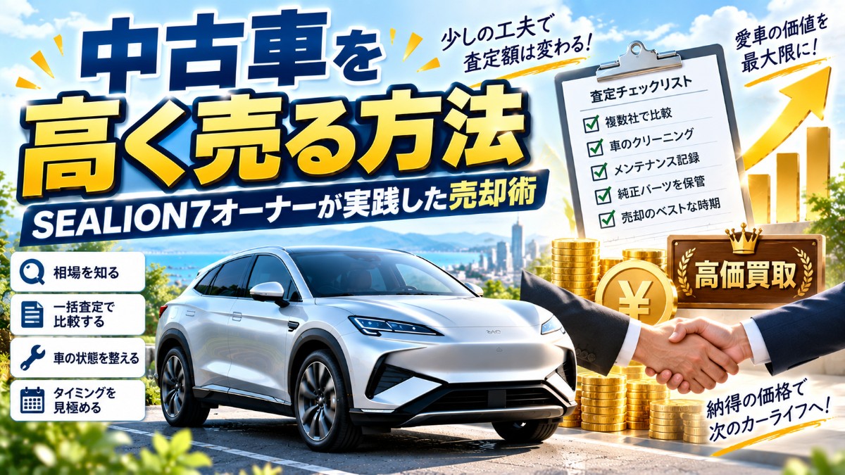 中古車を高く売る方法 SEALION7オーナーが実践した売却術のアイキャッチ画像