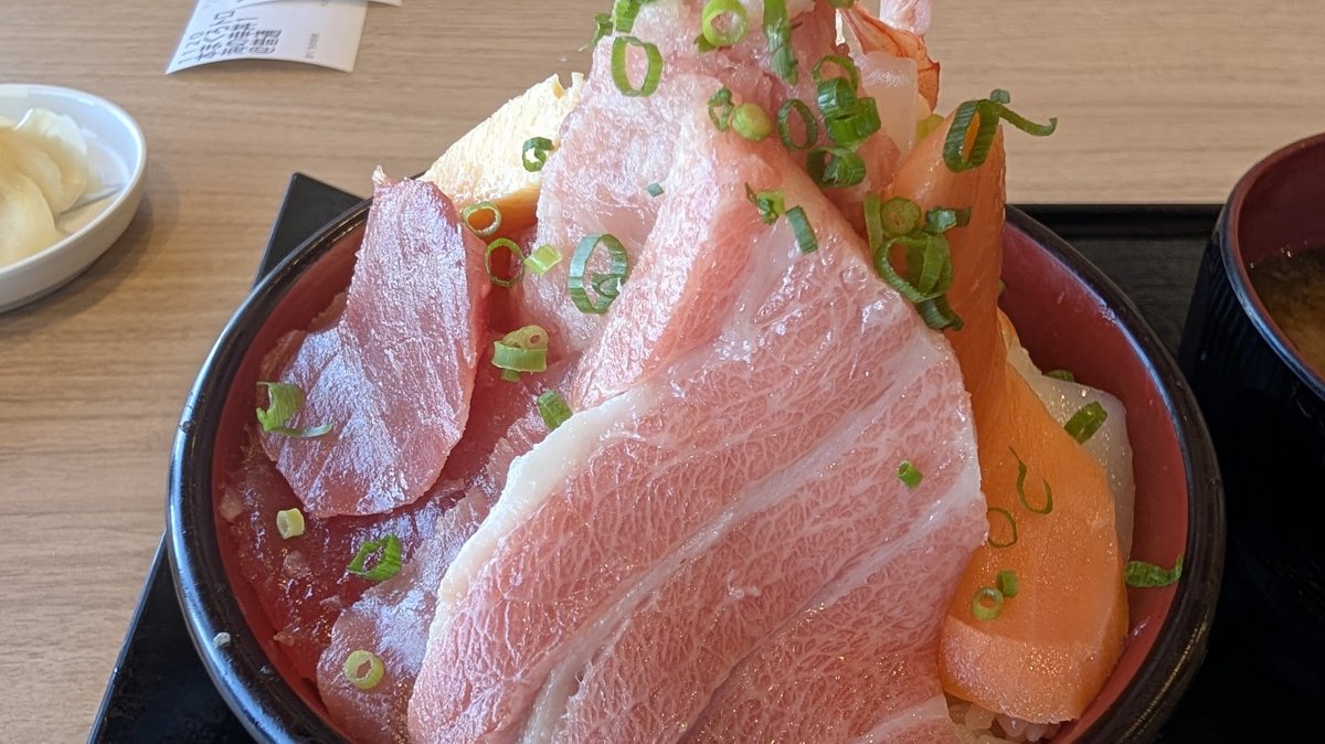 中トロ・大トロ・サーモンが山盛りの海鮮丼