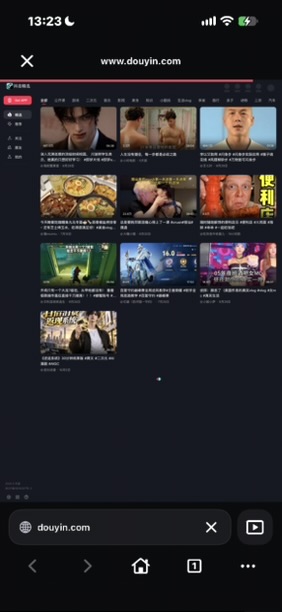 APTVの内蔵ブラウザで開いた抖音