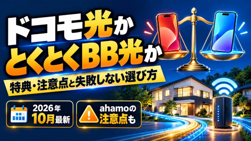 ドコモ光かとくとくBB光か｜特典・注意点と失敗しない選び方